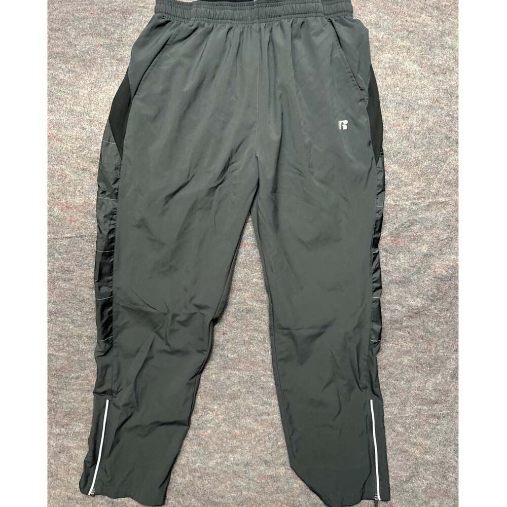 VTG Russell Mens M Dri-Power 360 Track Pants Gray Black Athletic Training